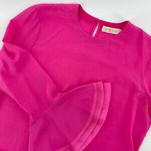Tory Burch Blouse Bell‎ Sleeve Hot Pink Top Lightweight Size 4